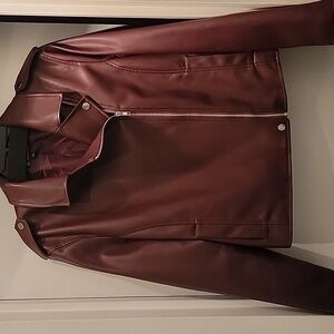 INC International Concepts Burgandy Moto Jacket
